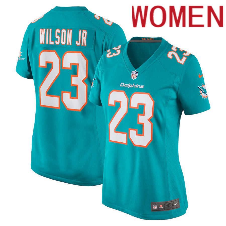 Women Miami Dolphins #23 Jeff Wilson Jr  Nike Aqua Game Player NFL Jersey->youth nfl jersey->Youth Jersey